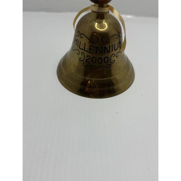 Rare Millenium Brass Bell Wooden Handle